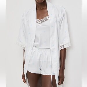 White and Blue Patterned Wrap Dress